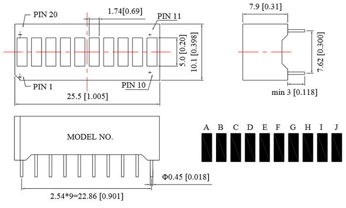  LED Bar Graph 2D-model