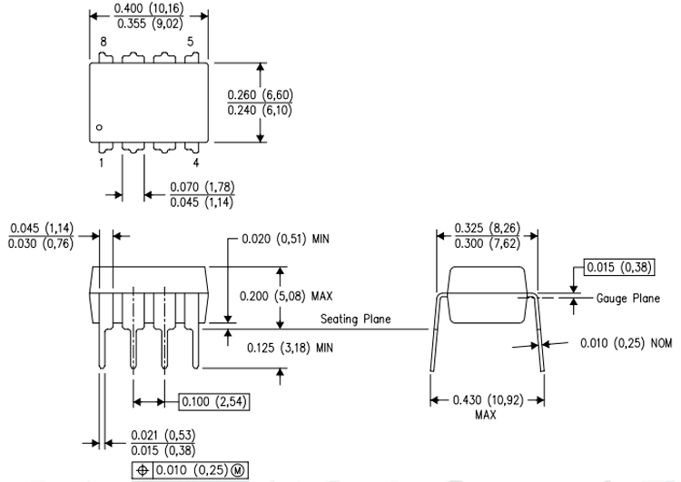 LM1458 Dimensions