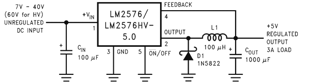 LM2576 Buck Converter Application Circuit