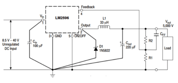 LM2596T Adjustable 3A Switching Switched Regulator 4.5V 40V in 1.2V 37V out 