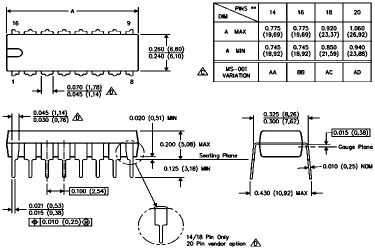 LM2900 Op-Amp Dimensions