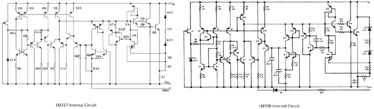 LM338 and LM317 Internal Circuit Diagram