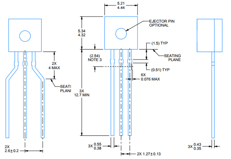 LM35 Temperature Sensor Dimensions