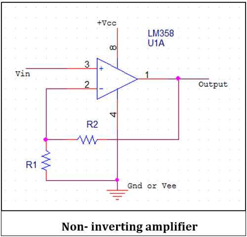  LM358 Dual OP AMP IC as non inverting amplifier