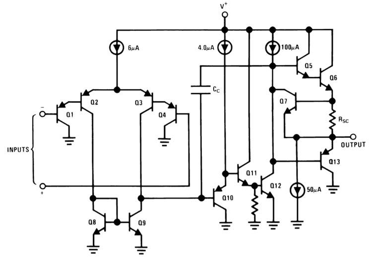 LM358 Internal Circuit Diagram