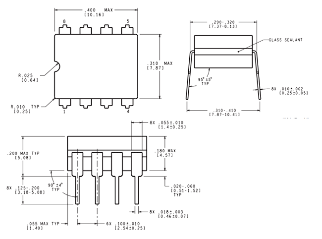 LM386 IC Dimensions