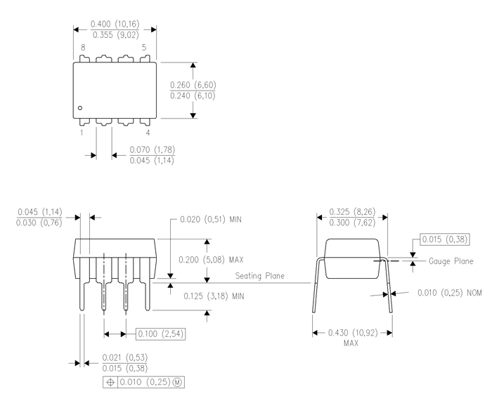 LM4558 IC Dimensions