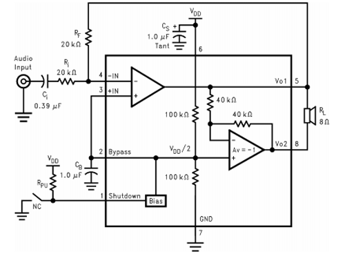LM4871 Amplifier Circuit Diagram 