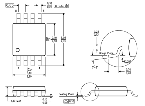 LM4871 Audio Amplifier Dimensions