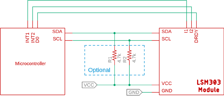 LSM303 Module Interfacing Diagram