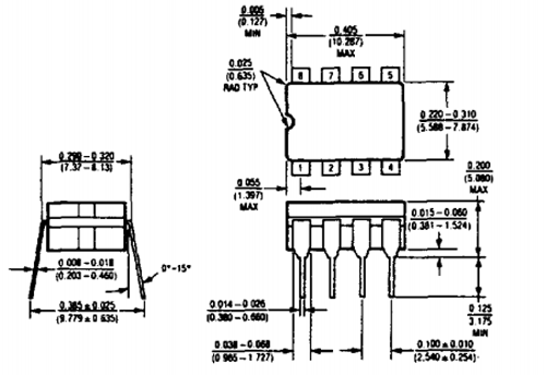 LT111A Voltage Comparator Dimensions