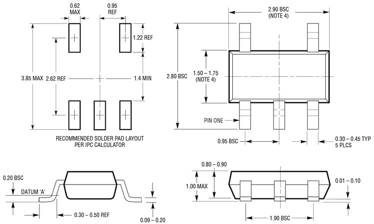 LTC4054 2D Model and Dimensions