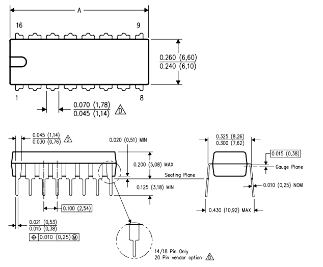 MAX3232 IC Dimensions