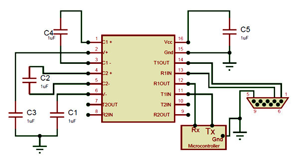 MAX3232 Microcontroller Circuit
