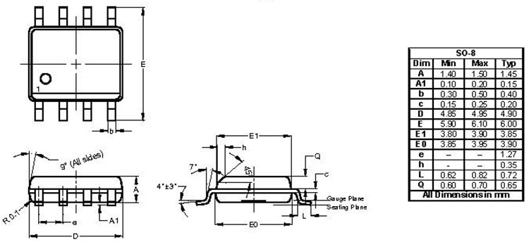 MAX4173FESA 2D Model and Dimensions