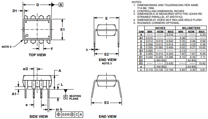 MC33171 Op-Amp Dimensions