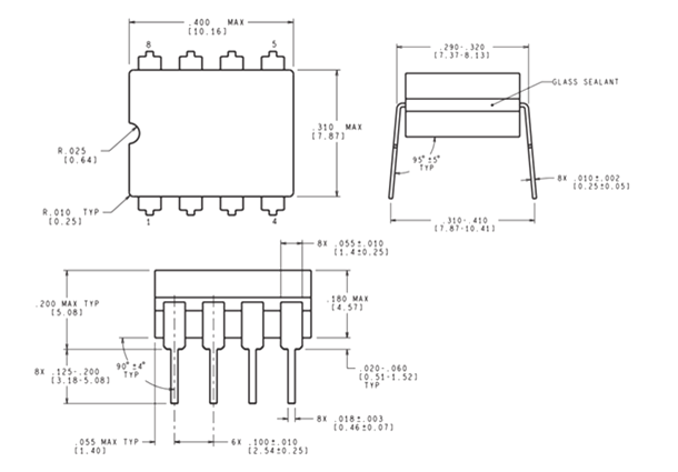 MC34063A IC Dimensions