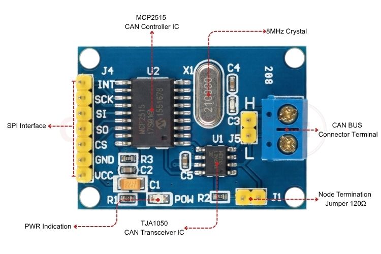 MCP2515 CAN Controller Module Parts Marking