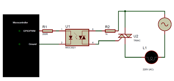 MOC3021 Microcontroller Interfacing