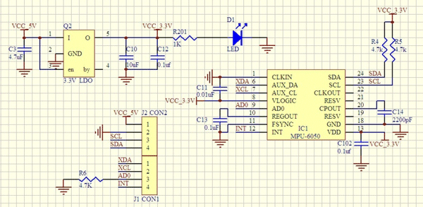 MPU6050 Sensor Module Circuit Diagram