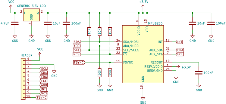 MPU9250 Module Internal Circuit