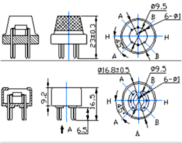 MQ-6 Gas Sensor Dimensions