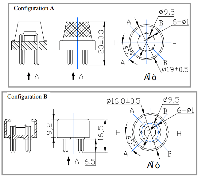 MQ-135 Sensor Dimensions