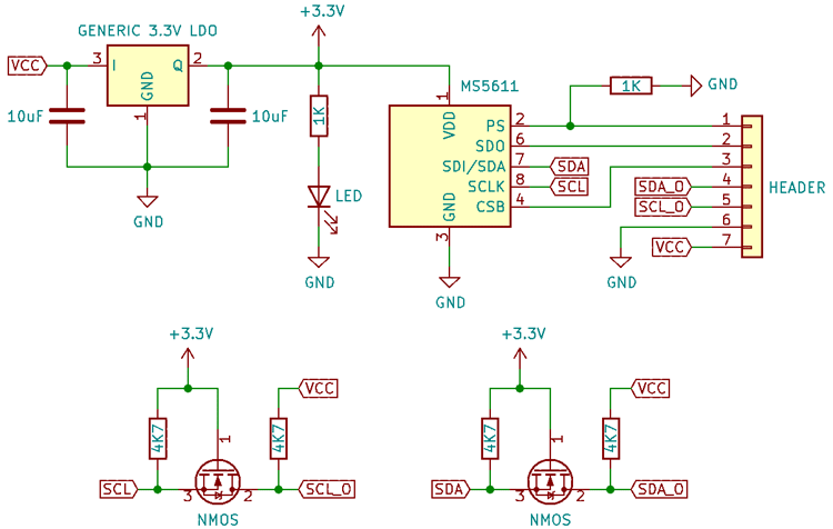 MS5611 Module Internal Circuit