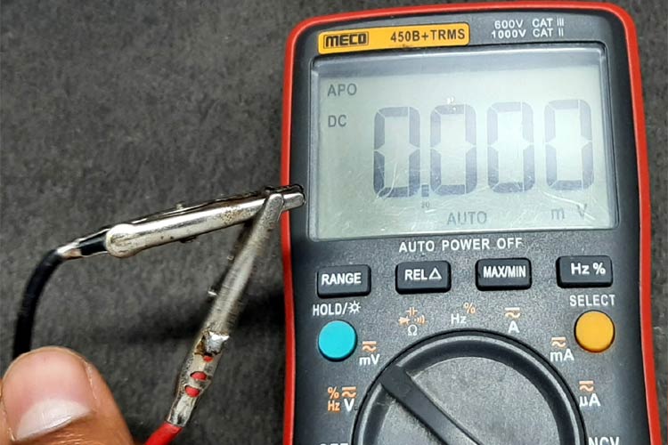 Multimeter Connected to Alligator Clips
