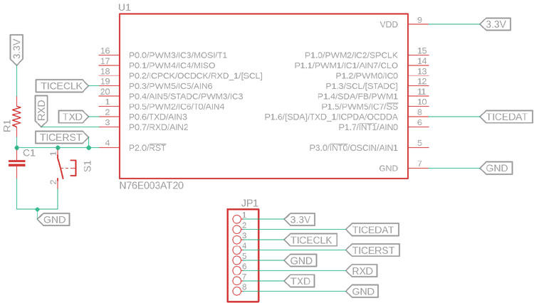N76E003AT20 Microcontroller Interfacing Diagram