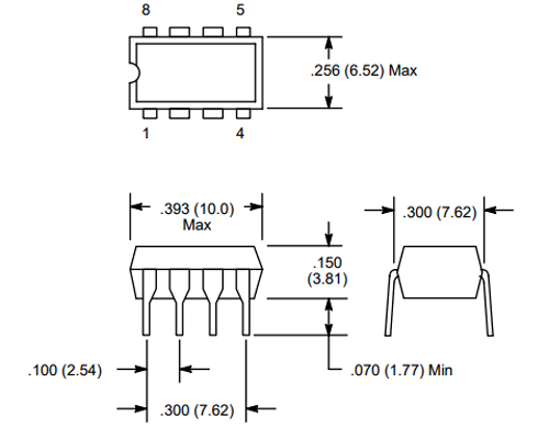 NTE922 Voltage Comparator Dimensions