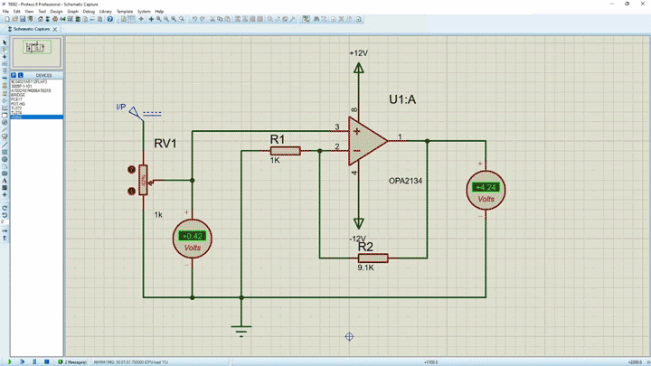 OPA2134 Simulation Circuit