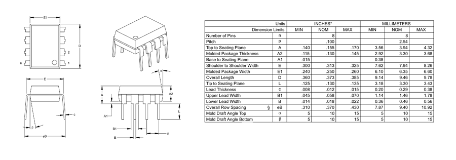 PIC12F675 Dimensions