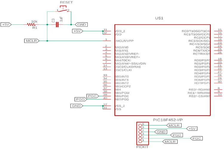 PIC18F452 Programming Circuit