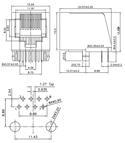 RJ45 Connector Dimensions