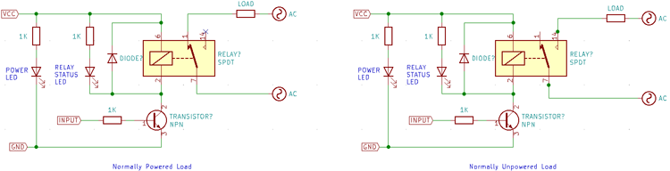 Two Variations Of A Relay Switched Mains Powered Load