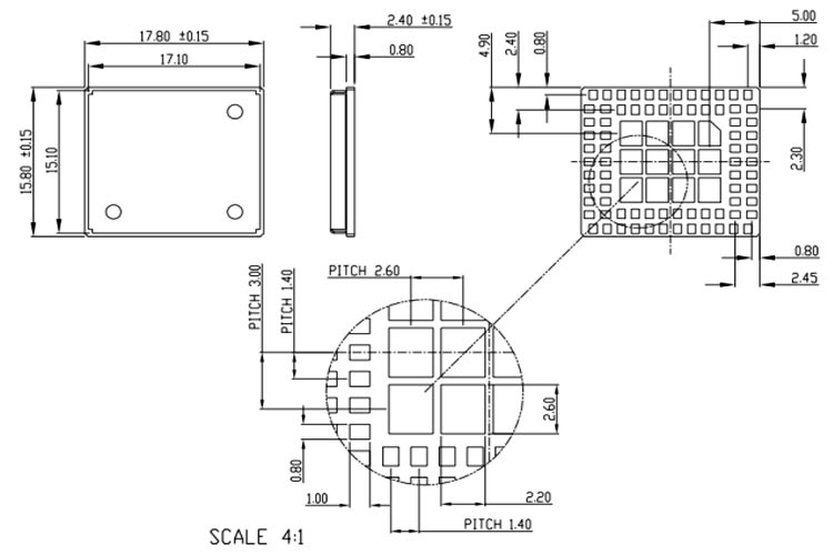 SIM800L GSM Module Dimensions