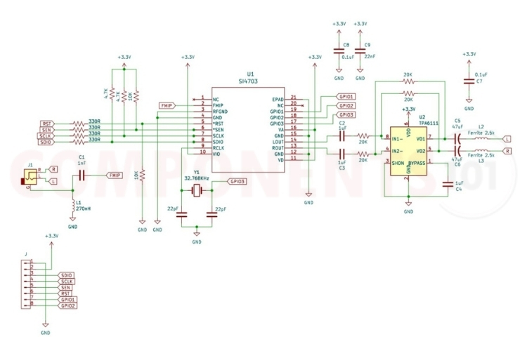 Si4703 Module Schematic Diagram
