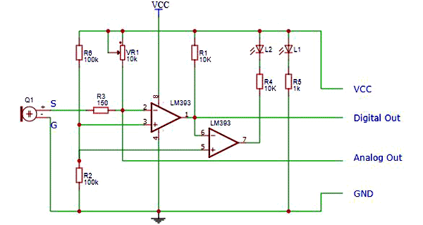 Sound Detection Sensor Module Internal Circuit Diagram
