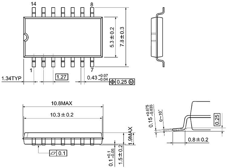 TC4584B Dimensions