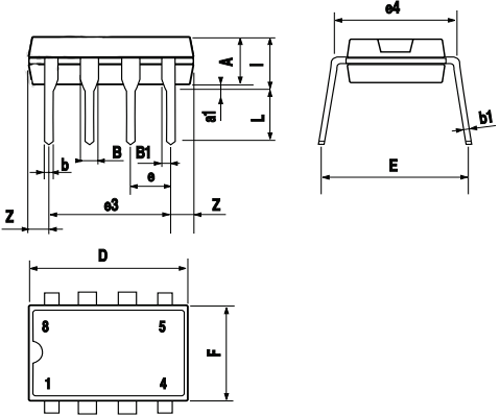 TDA2822 Dimensions