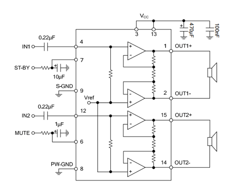TDA7279 Application Circuit Diagram