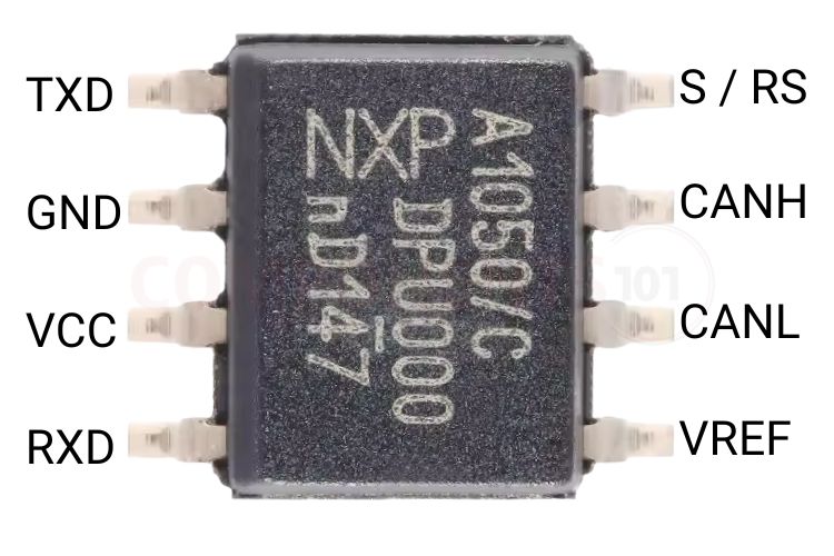 NXP TJA1050 CAN transceiver 8-pin SOIC pinout diagram