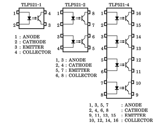 TLP521 Pin Diagram