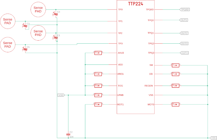 TTP224 Interfacing Diagram