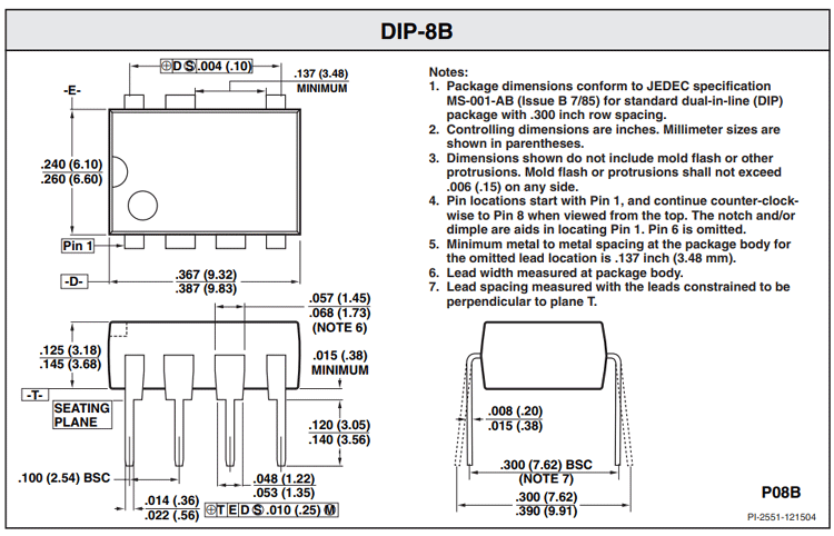 TYN268PN IC Dimensions