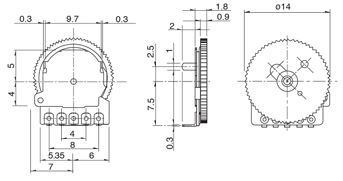 3 Pin Potentiometer Wiring Diagram from components101.com