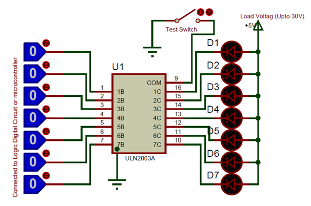 ULN2003 testing circuit