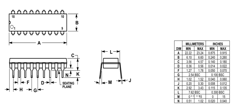 ULN2803 Dimensions