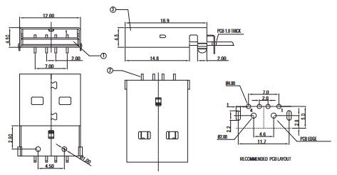 USB TYPE-A Male Connector Pinout, Datasheet, Connection and Specs